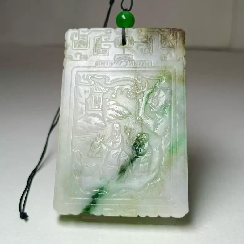 A beautiful jade pendant from the Qing Dynasty, depicting Laozi riding a donkey and leading a boy (1 of 9)