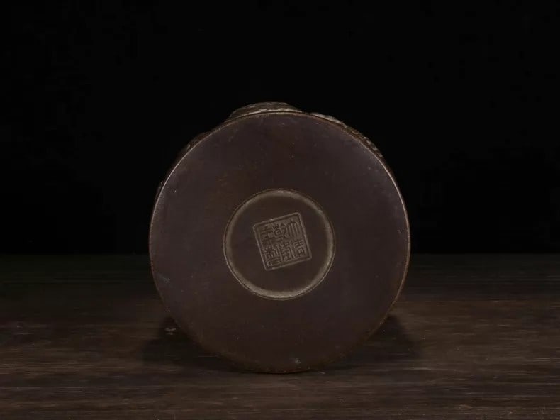A fine Zisha five-oxen pattern brush pot - 9