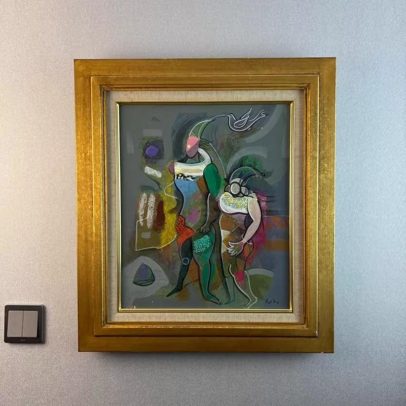 A beautiful late Qing oil painting of abstract figures: Late Qing oil paintings of abstract figures SIZE: 56x63cm (The Dimensions Of All Batches Are Manually Measured.If You Need More Detailed Information, Please Contact Our Customer Service Before Bidding