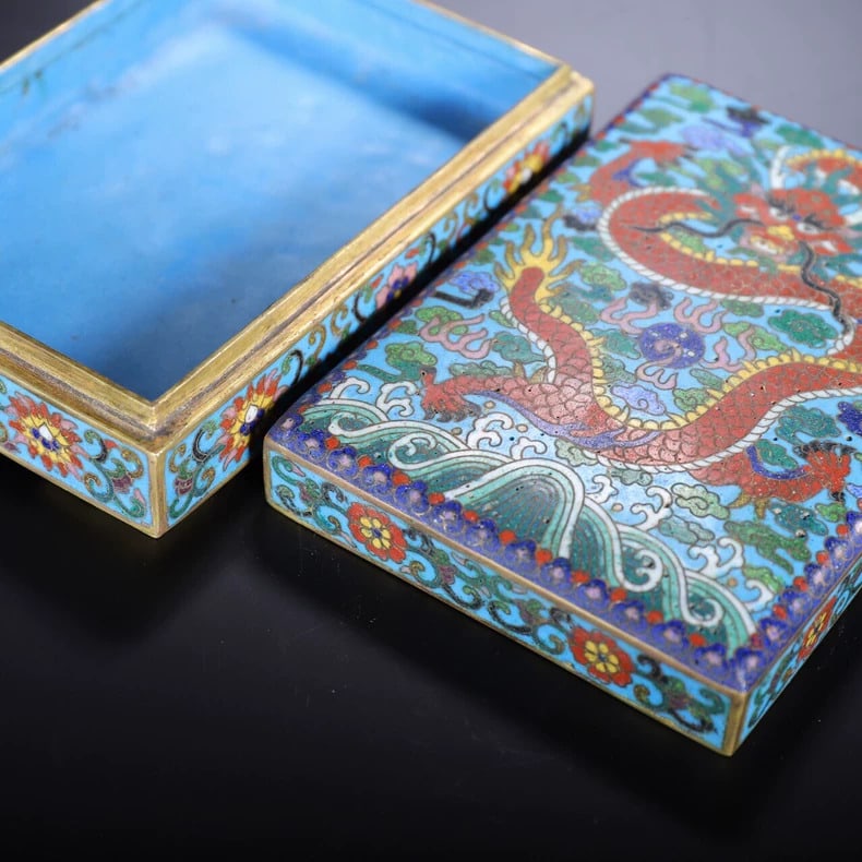 A beautiful Qing Dynasty cloisonne dragon-patterned square box - 4
