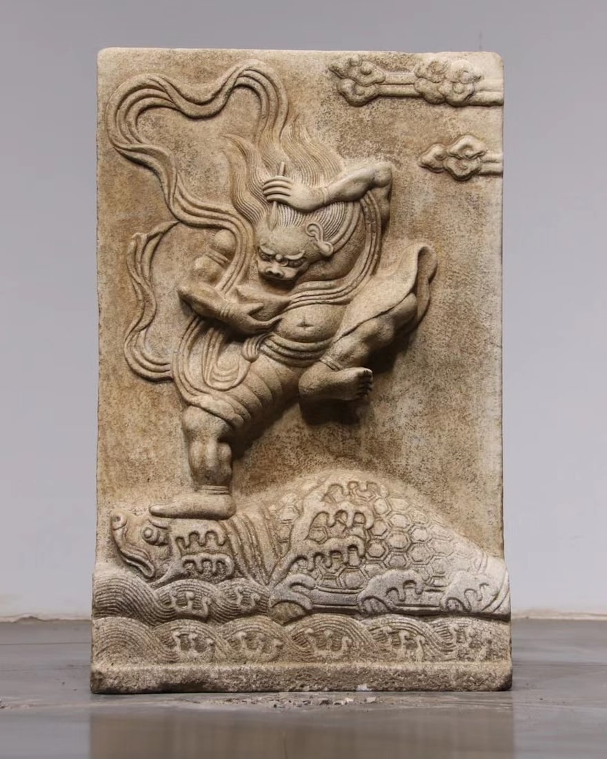 A fine Han dynasty white marble with a Kui Xing dot and dipper pattern (1 of 6)