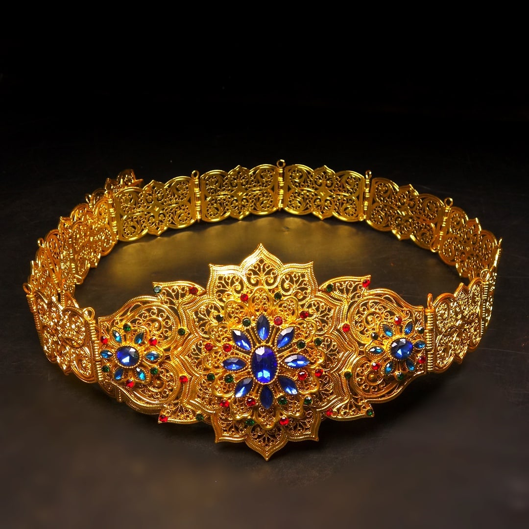 A beautiful Qing Dynasty multi-treasure inlaid belt: Qing Dynasty Duobao inlaid belt SIZE: L:1m W:10.5cm W:510g (The Dimensions Of All Batches Are Manually Measured.If You Need More Detailed Information, Please Contact Our Customer Service Before Biddin