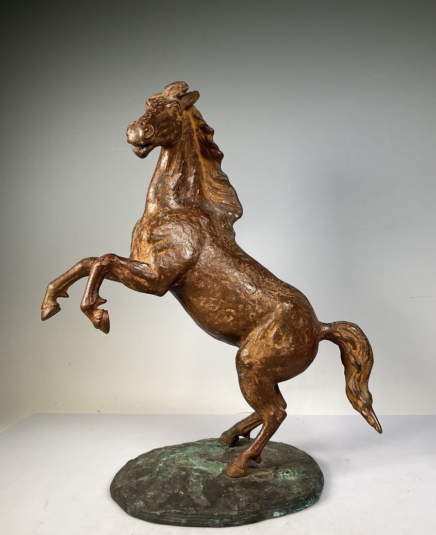 A beautiful shining bronze horse ornament by the renowned Japanese metalworker Sunahara: Japanese metalworker Sunahara shines on a bronze horse ornament SIZE: H:39cm W:30cm W:4140g (The Dimensions Of All Batches Are Manually Measured.If You Need More Detailed Information, Please Contact O