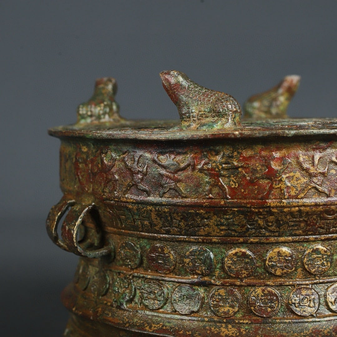 A fine Western Zhou bronze frog drum - 4