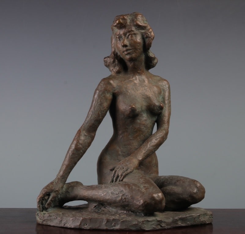 A beautiful work by the renowned Japanese bronze sculptor Michitomo Sayama, titled "Beautiful Woman" (1 of 9)