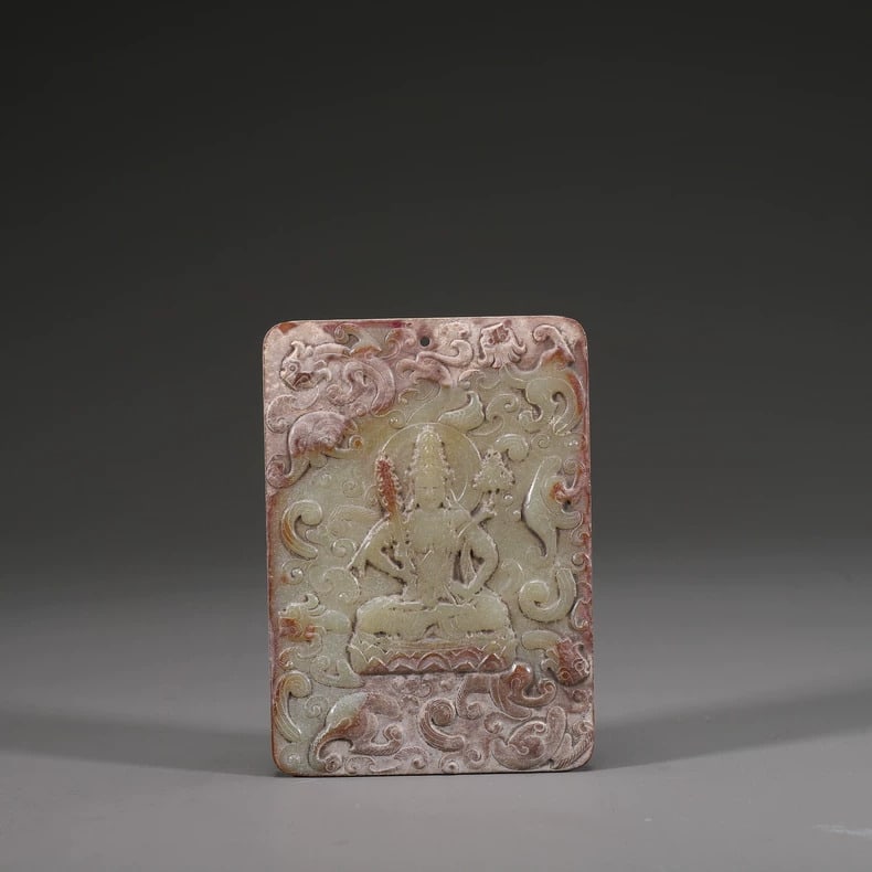 A fine Ming Dynasty white jade Buddha statue plaque (1 of 9)