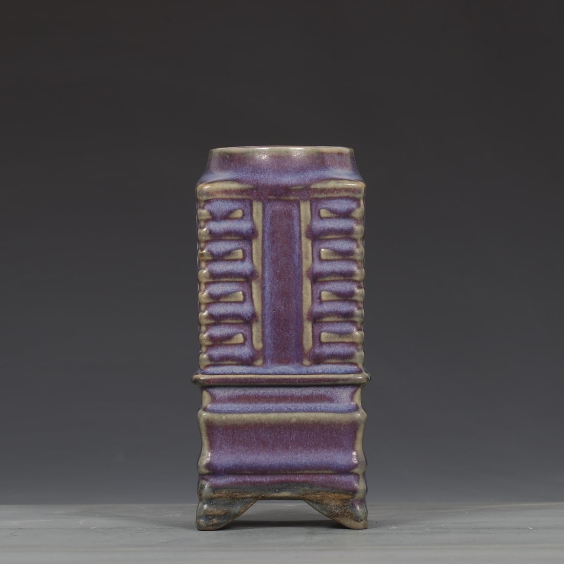 A fine Song Dynasty Jun kiln grape purple-glazed imperial inscribed cong-shaped vase: Song Dynasty Jun kiln grape purple glaze imperial inscription cong-style vase SIZE: H:17cm D:8cm (The Dimensions Of All Batches Are Manually Measured.If You Need More Detailed Information, Please Cont