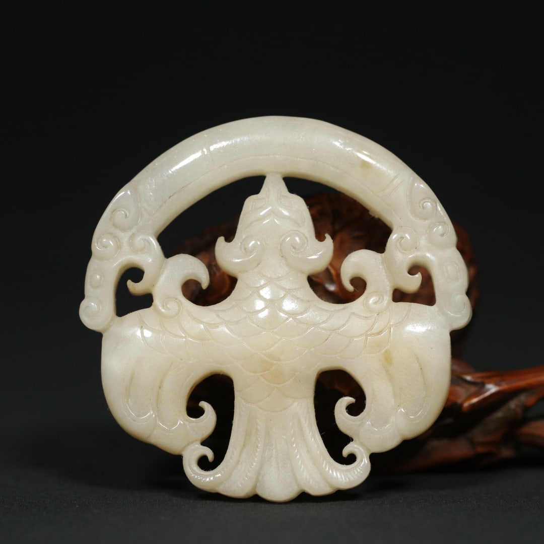 An Exquisite White Jade Dragon and Phoenix Pattern Pendant - 2