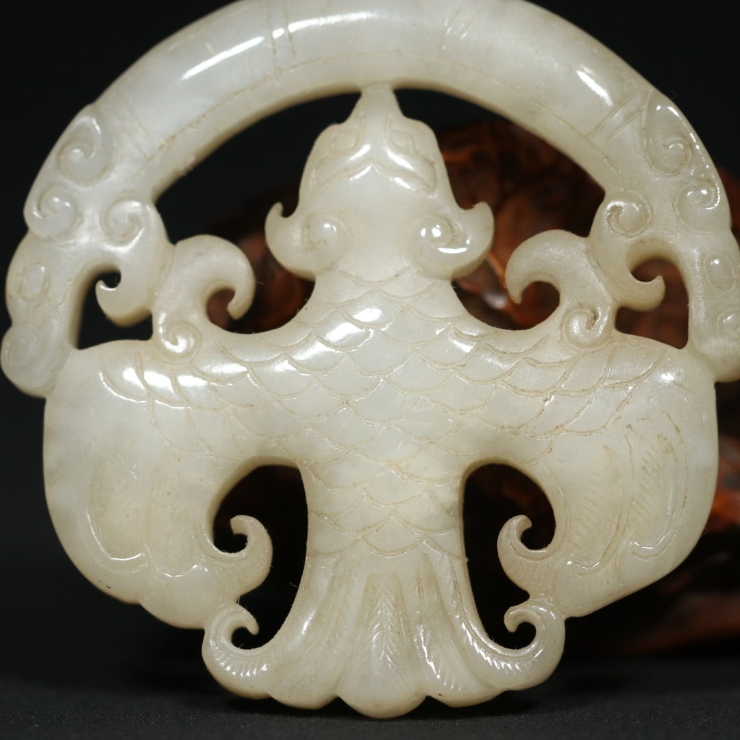 An Exquisite White Jade Dragon and Phoenix Pattern Pendant - 6