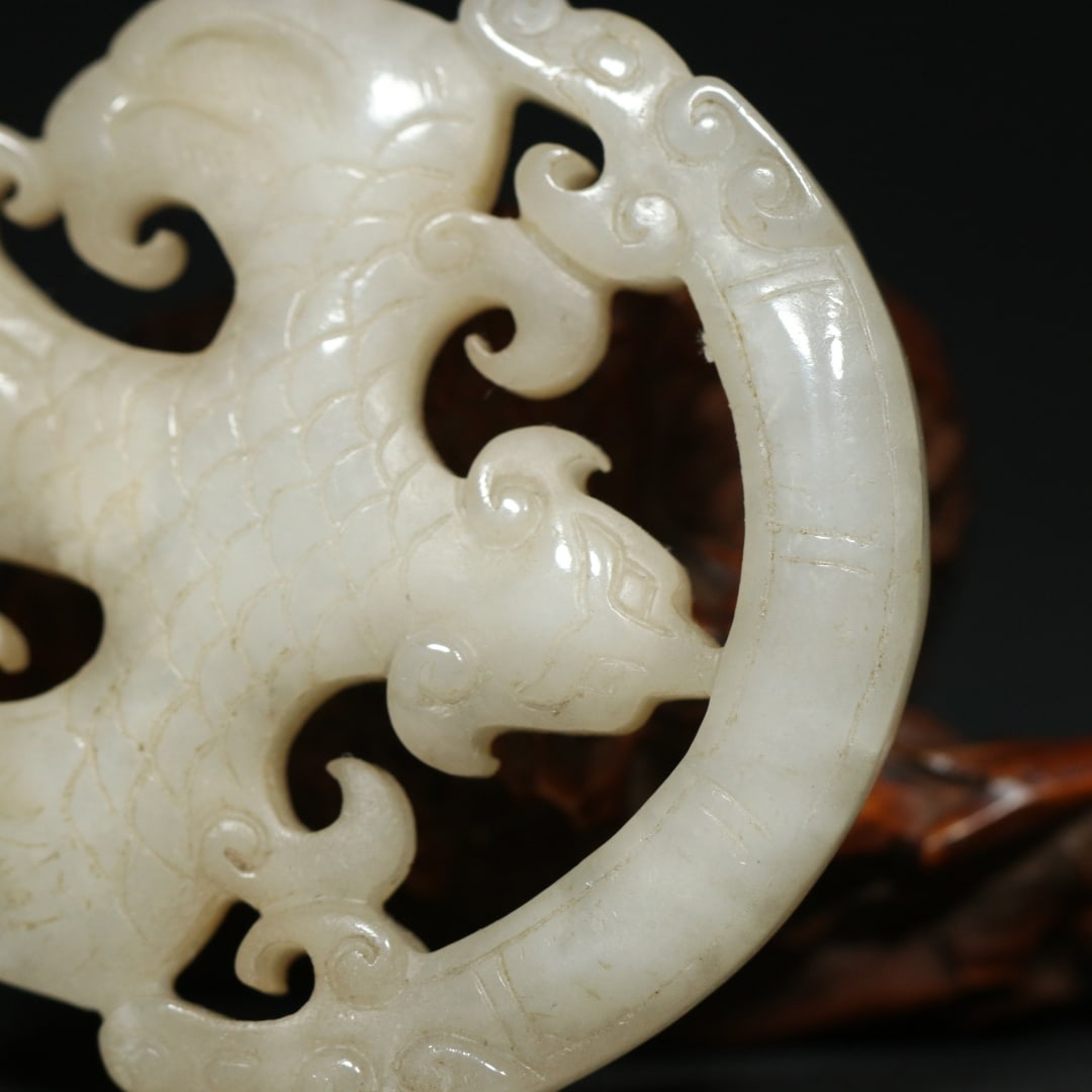 An Exquisite White Jade Dragon and Phoenix Pattern Pendant - 7