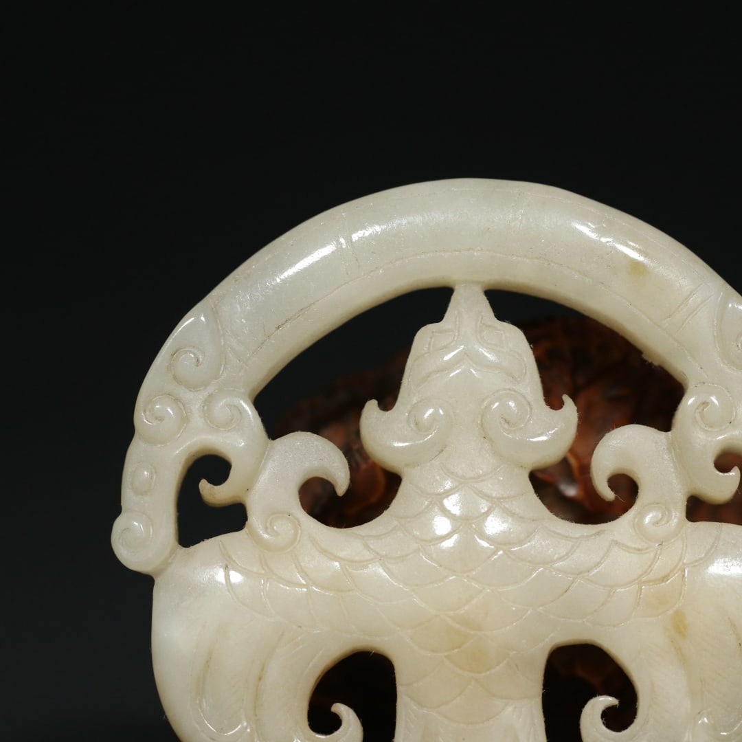 An Exquisite White Jade Dragon and Phoenix Pattern Pendant - 8