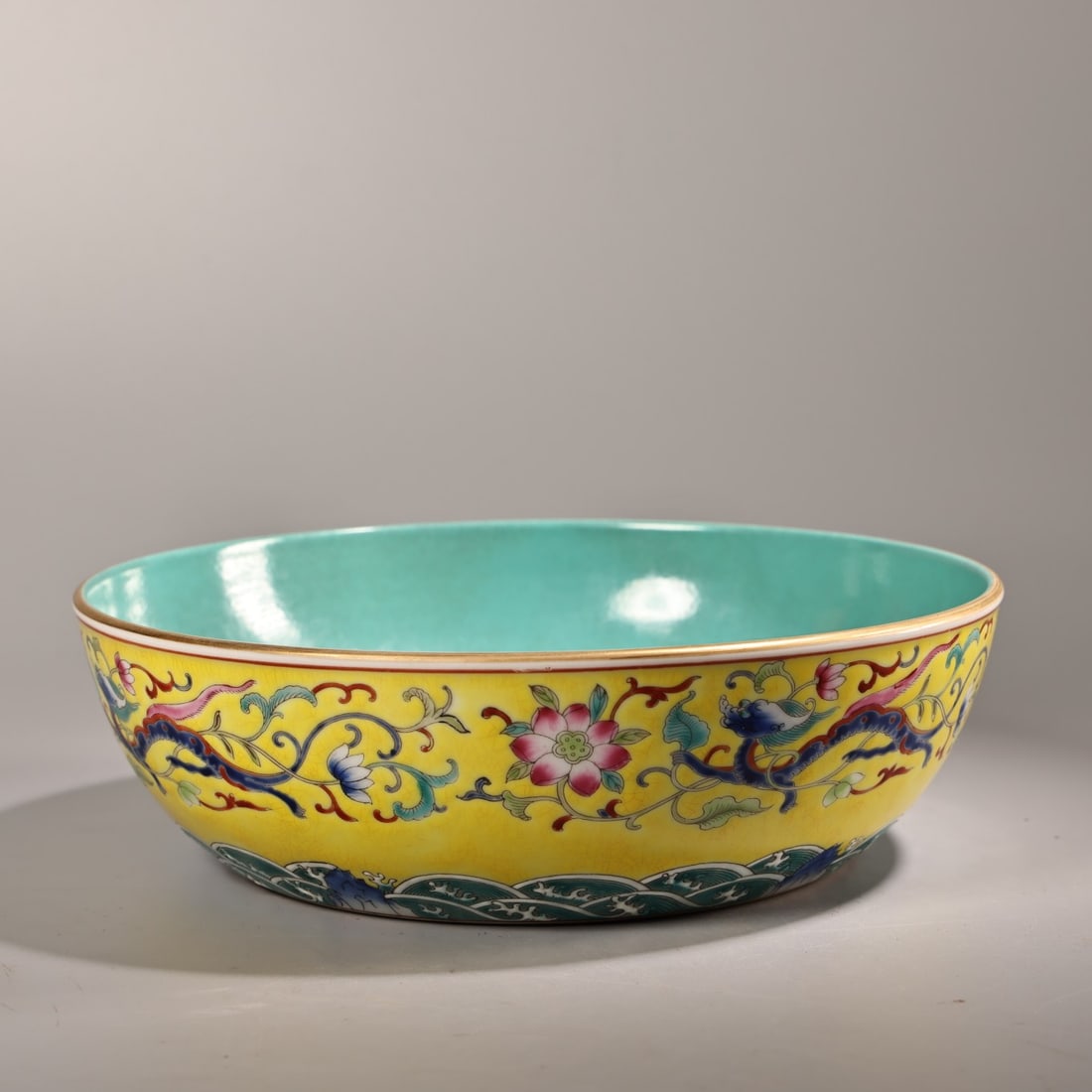 An Exquisite Enamel Lotus Pattern Dragon Pattern Seawater Pattern Bowl - 2