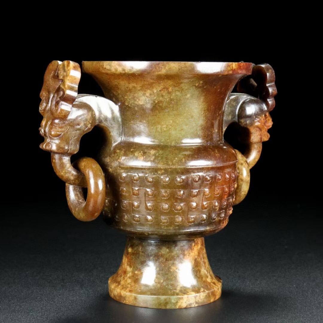 An Exquisite White Jade Double-Ears Goblet - 3