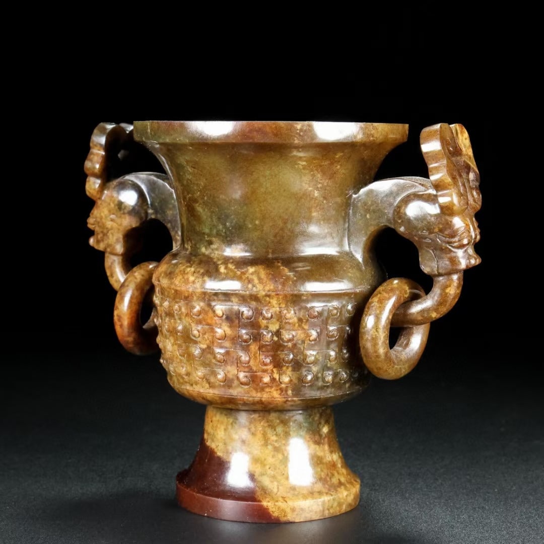 An Exquisite White Jade Double-Ears Goblet - 5