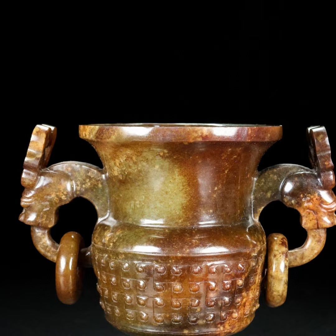 An Exquisite White Jade Double-Ears Goblet - 6