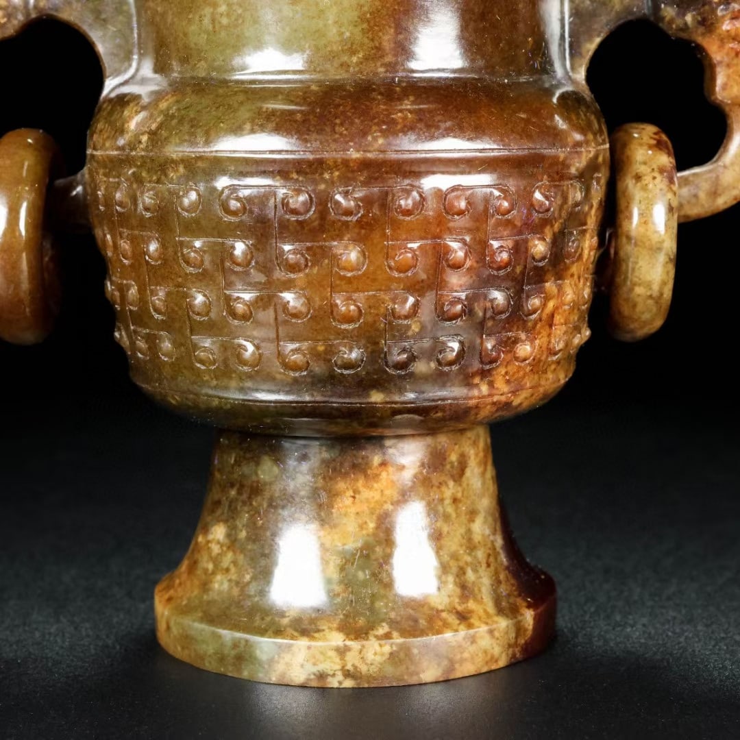 An Exquisite White Jade Double-Ears Goblet - 7