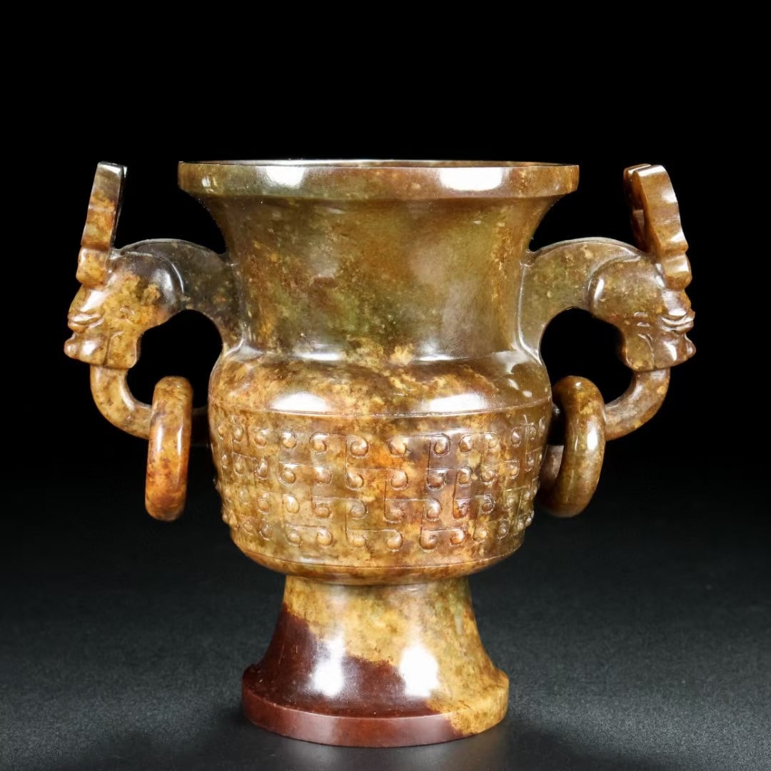 An Exquisite White Jade Double-Ears Goblet - 8