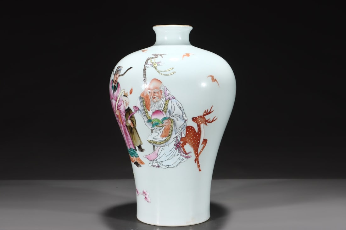 An Exquisite Famille-Rose Painted Gold Character and Story Pattern with poem Vase - 5