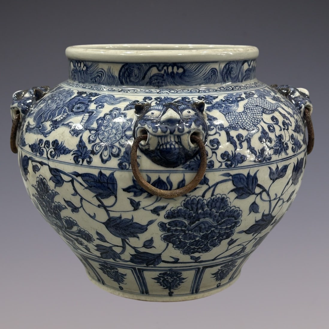 An Exquisite Blue and White Lotus Pattern Kylin Pattern Jar - 3