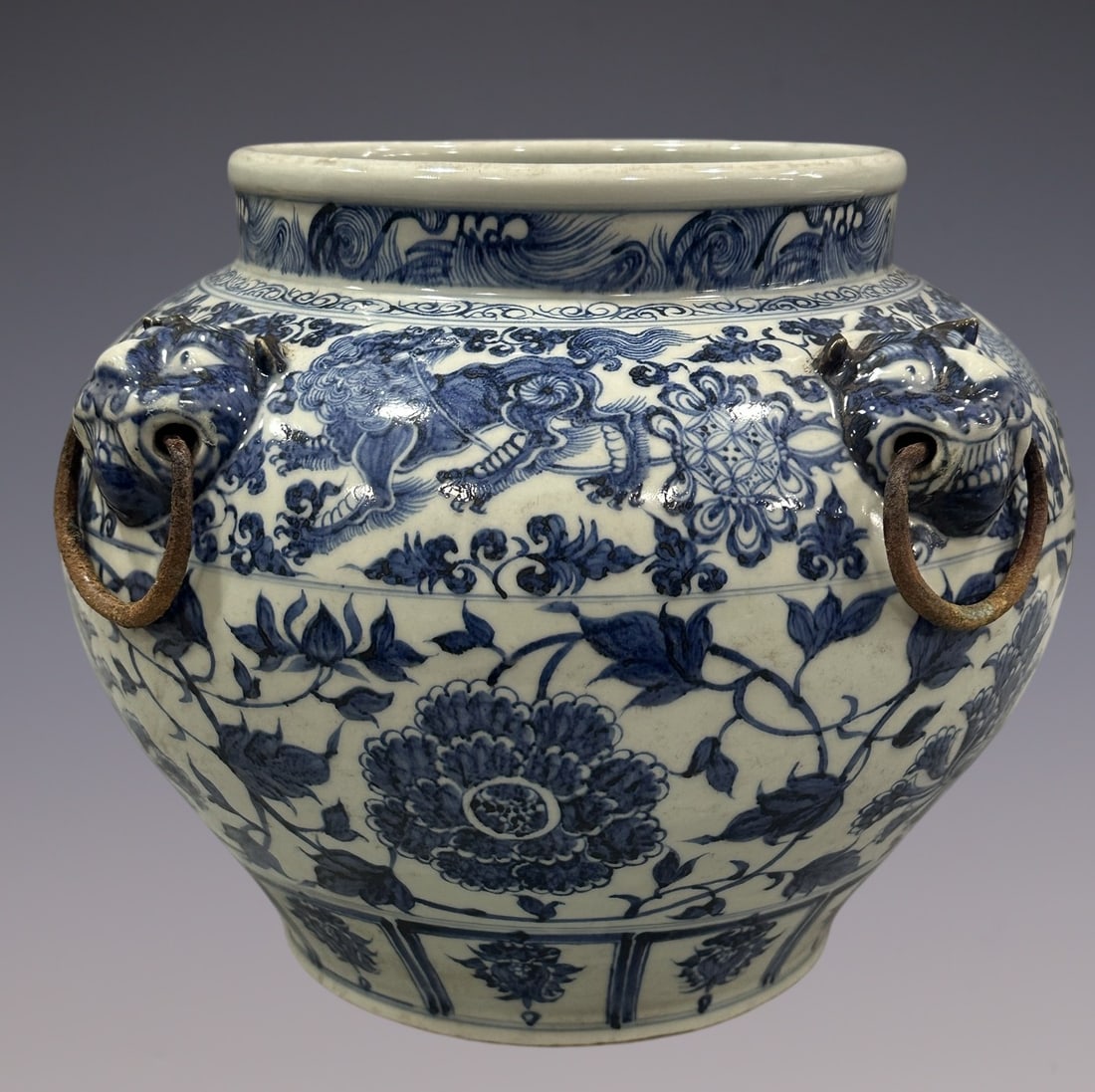 An Exquisite Blue and White Lotus Pattern Kylin Pattern Jar - 6