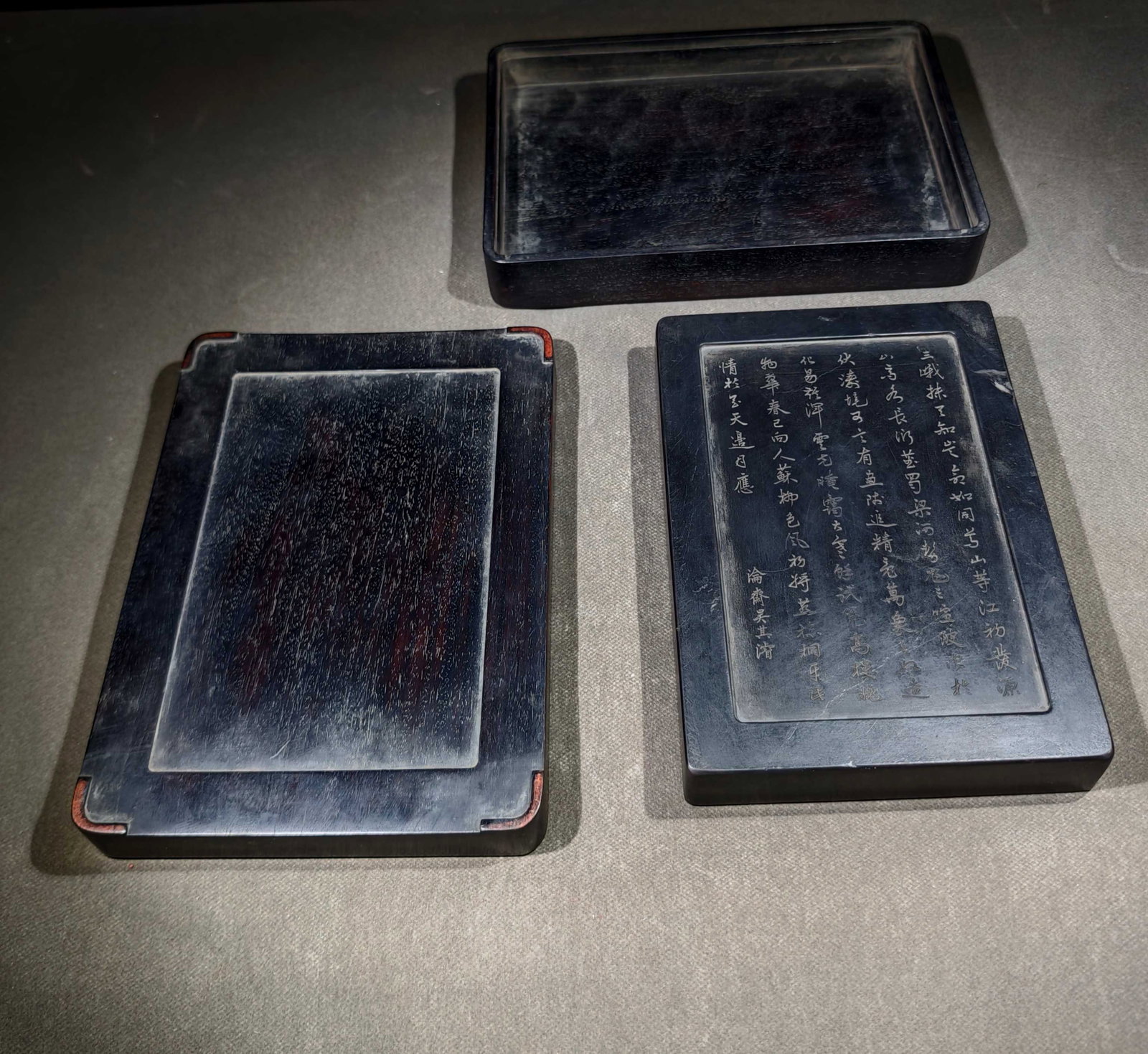 An Exquisite Banana Leaf Pattern with poem Inkstone - 9