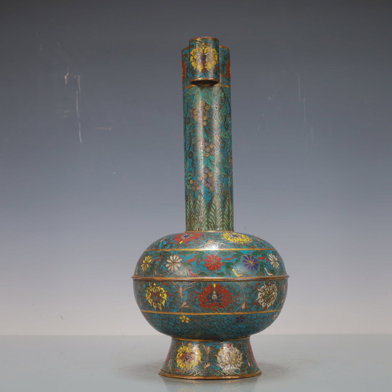 A Exquisite Cloisonne Lotus Pattern Double-Ears Vase - 5
