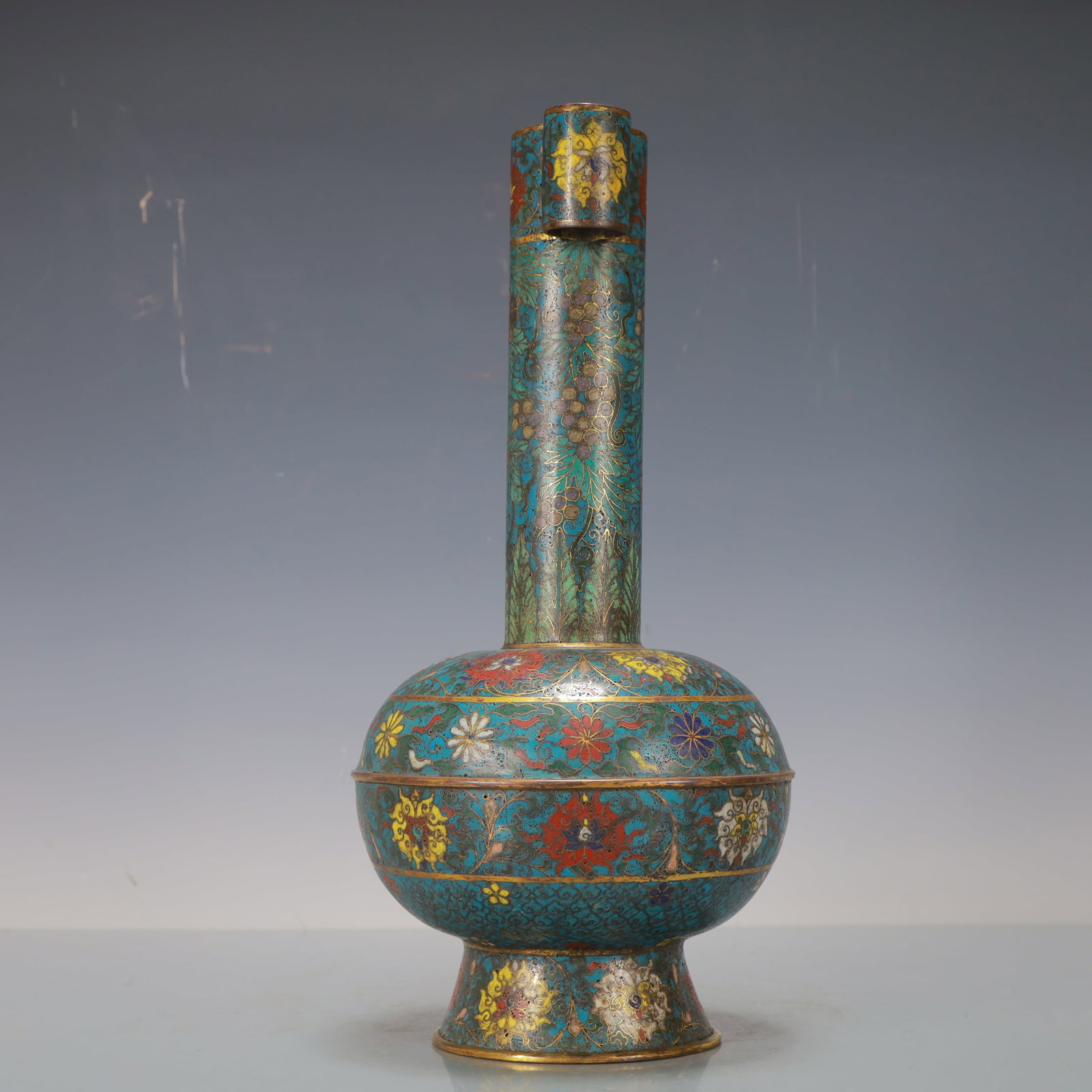 A Exquisite Cloisonne Lotus Pattern Double-Ears Vase - 8