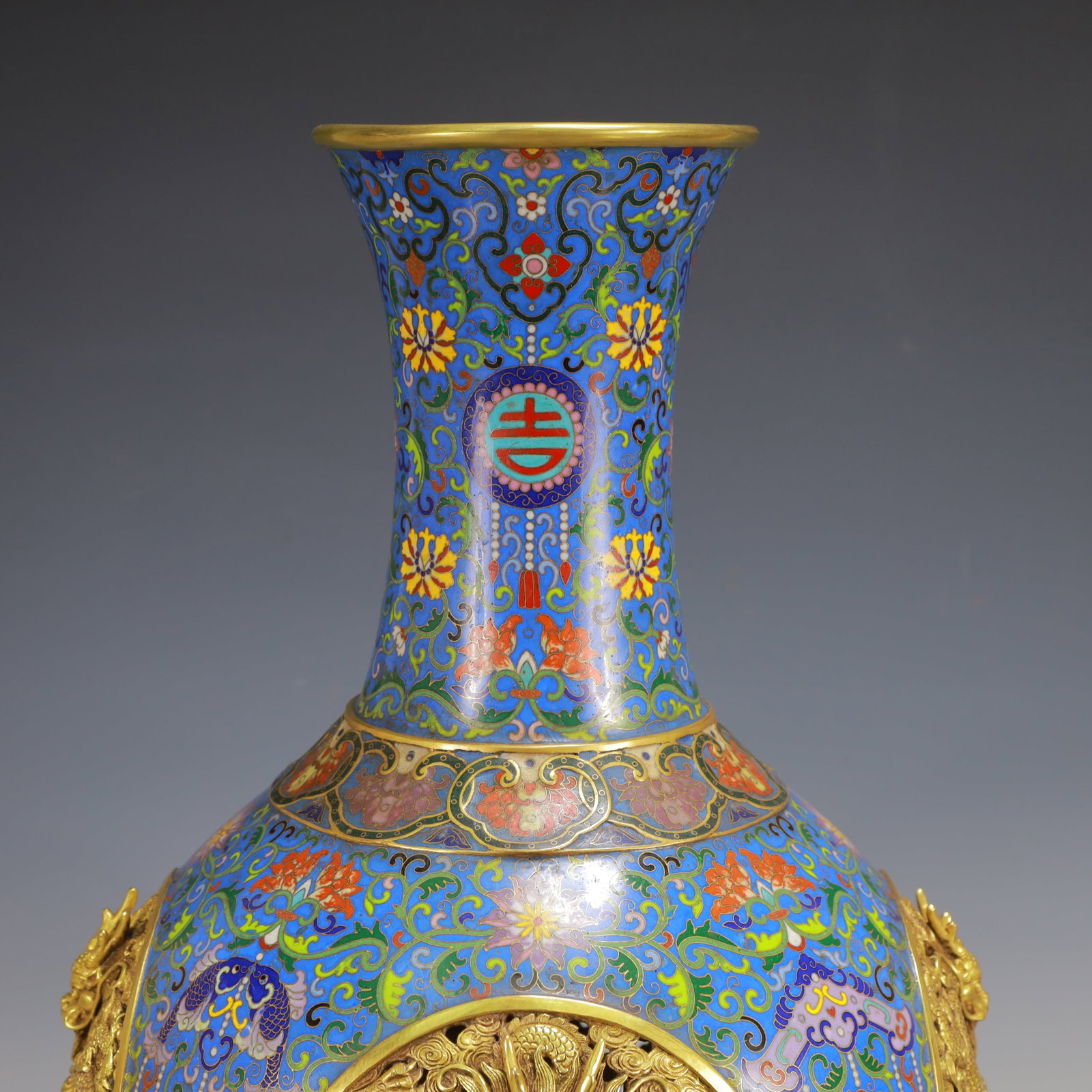 A Huge Cloisonne Hollow Dragon Pattern Vase - 3