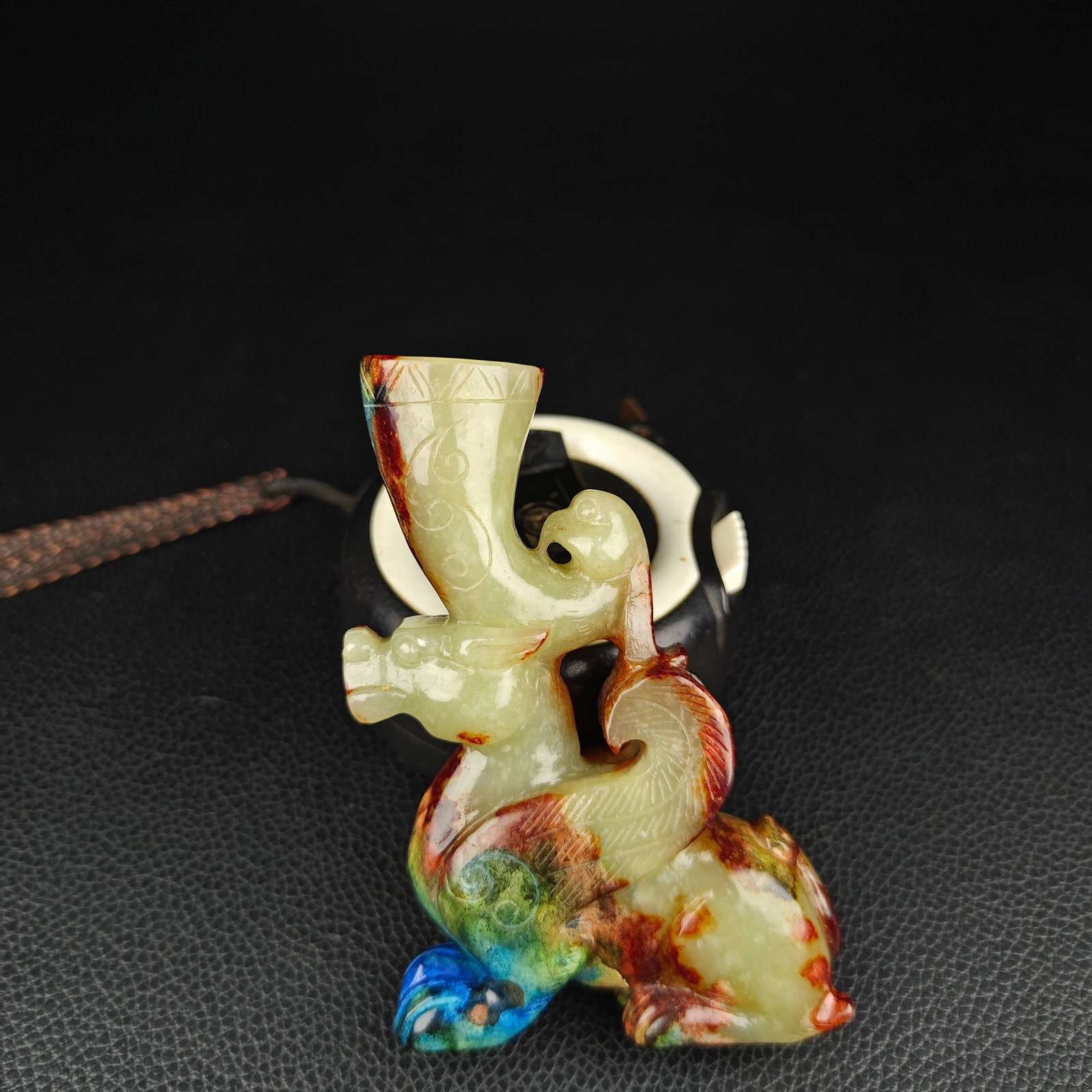 An Exquisite White Jade Auspicious Beast-Shaped Cup - 5