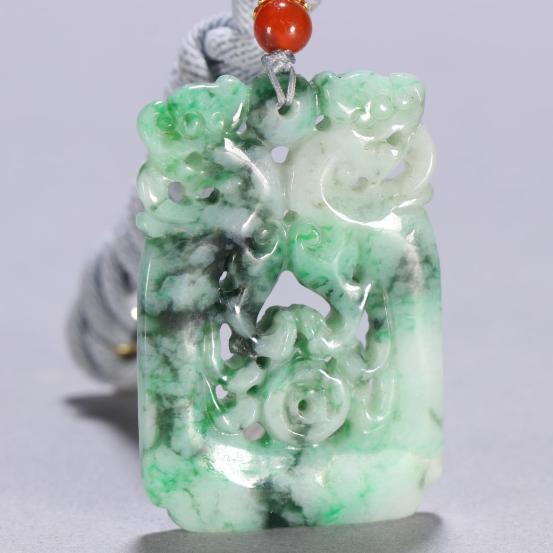 An Exquisite Jadeite Lion Pattern Brand - 2