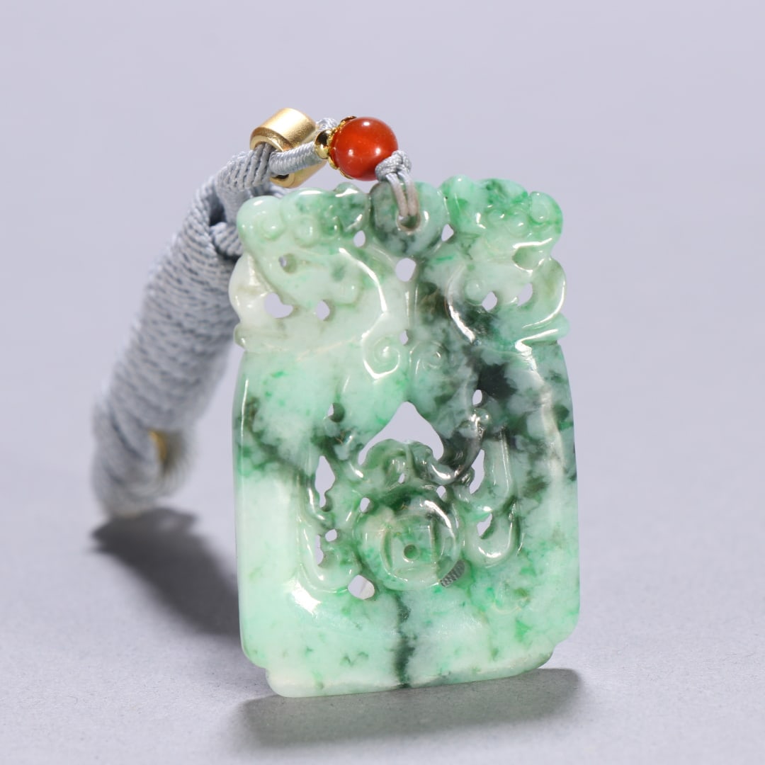 An Exquisite Jadeite Lion Pattern Brand - 5