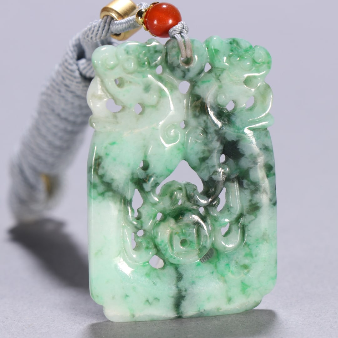 An Exquisite Jadeite Lion Pattern Brand - 6