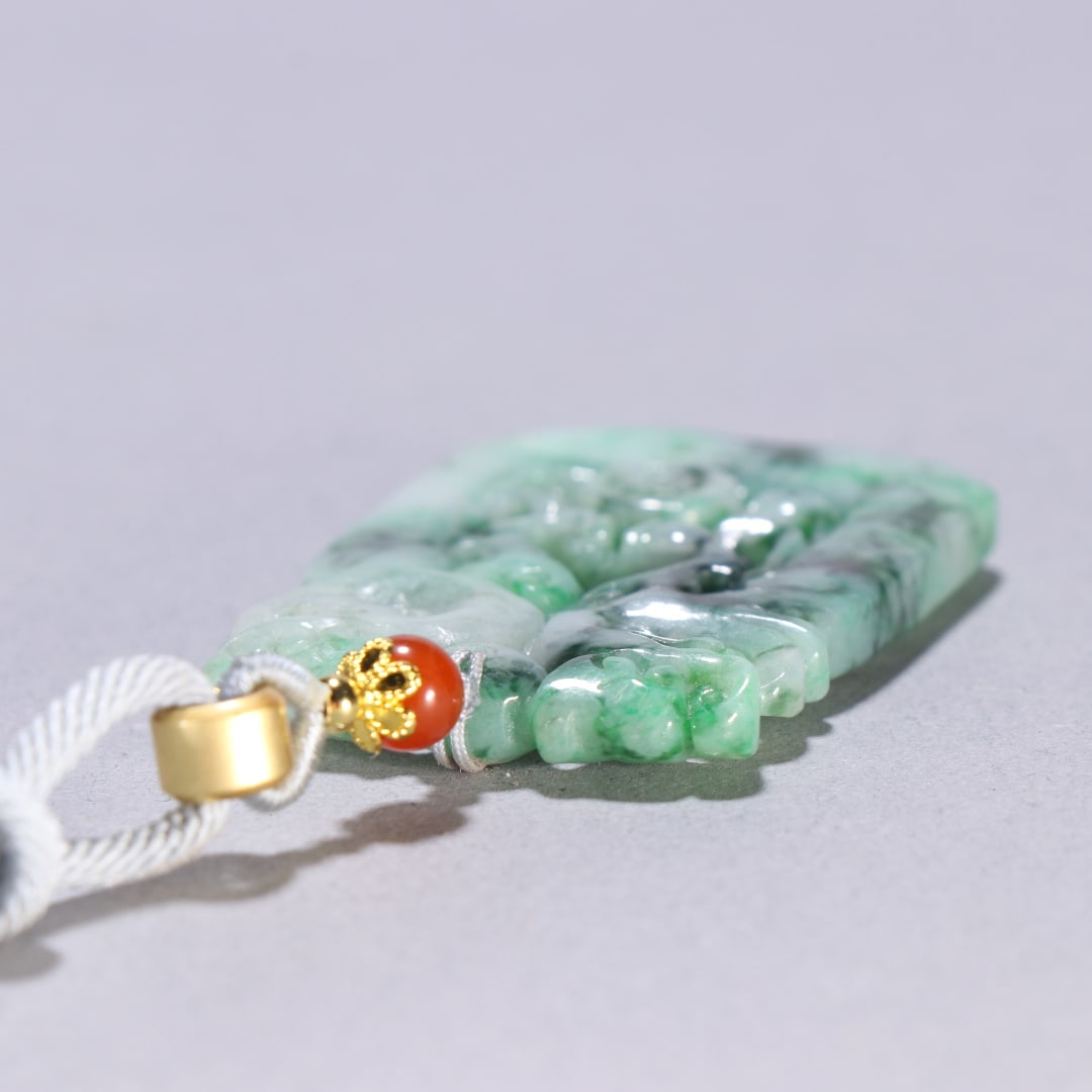 An Exquisite Jadeite Lion Pattern Brand - 8