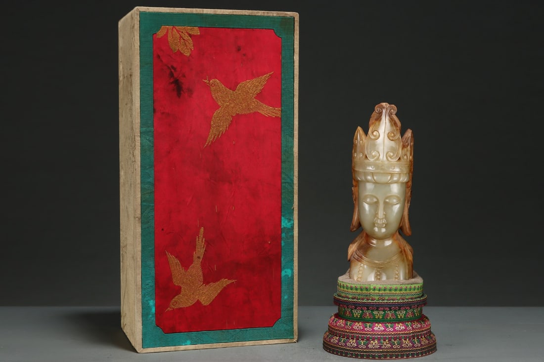 An Exquisite White Jade Buddha head - 2