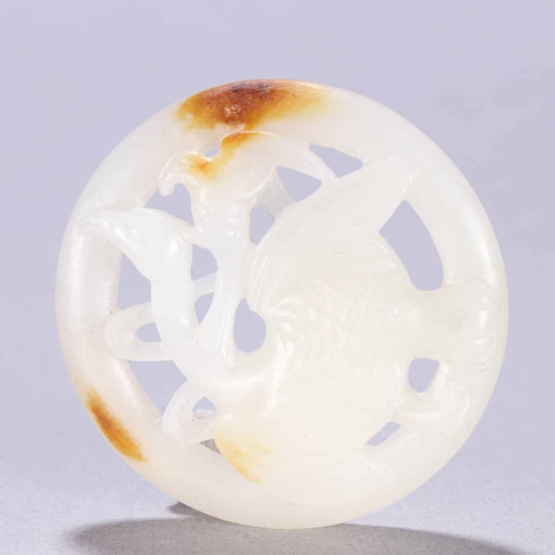 An Exquisite White Jade Crane Pattern Ornament - 2
