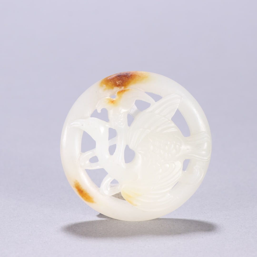 An Exquisite White Jade Crane Pattern Ornament - 3