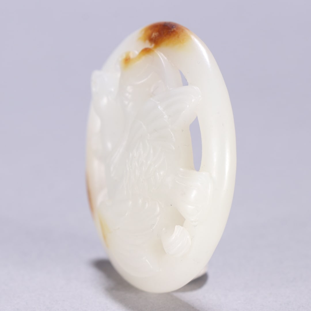 An Exquisite White Jade Crane Pattern Ornament - 4