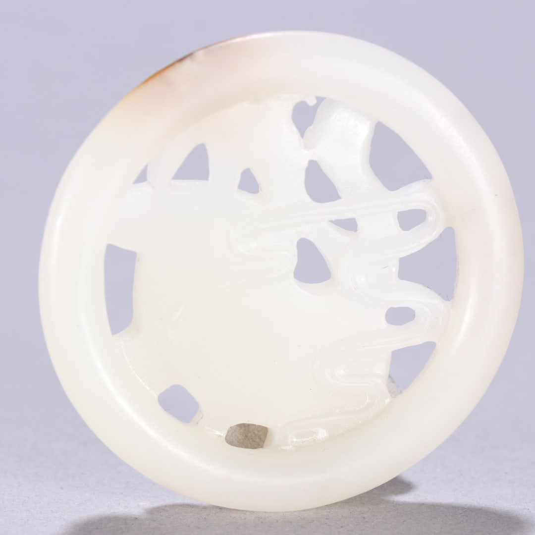 An Exquisite White Jade Crane Pattern Ornament - 6