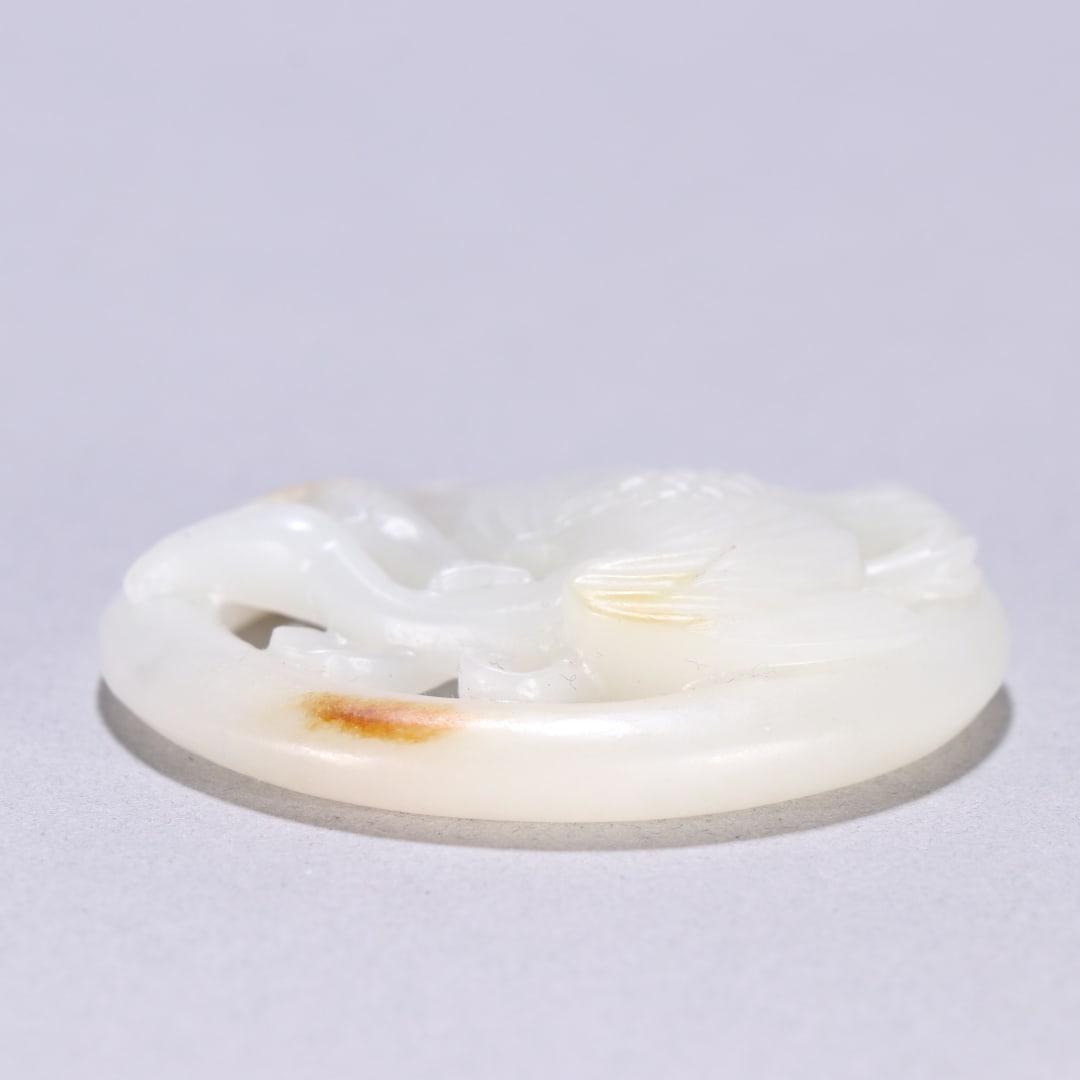 An Exquisite White Jade Crane Pattern Ornament - 8