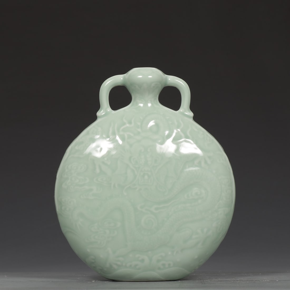 An Exquisite Celadon Glazed Dragon Pattern Double-Ears Vase - 6
