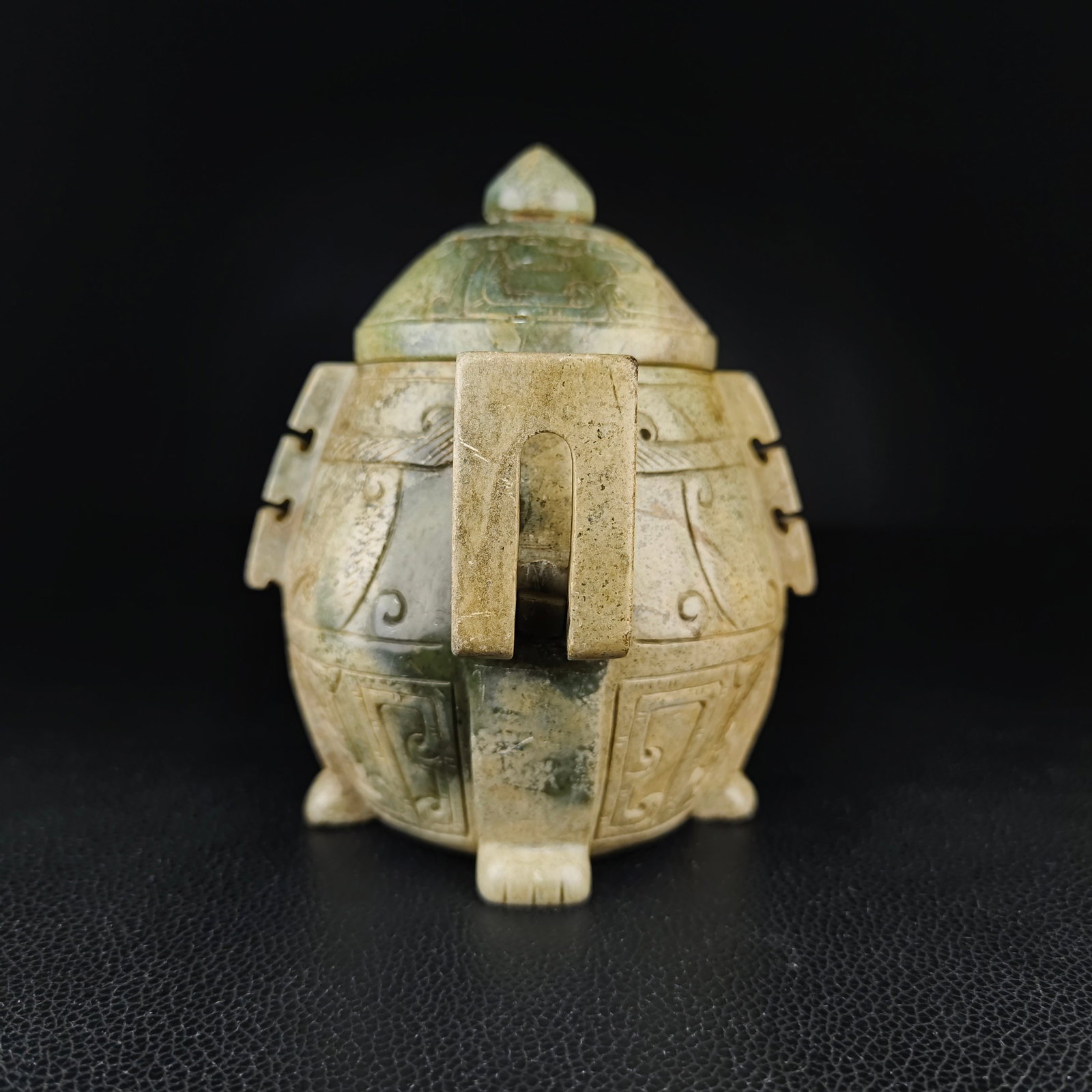 An Exquisite White Jade Beast-Face Pattern Double-Ears Censer - 2