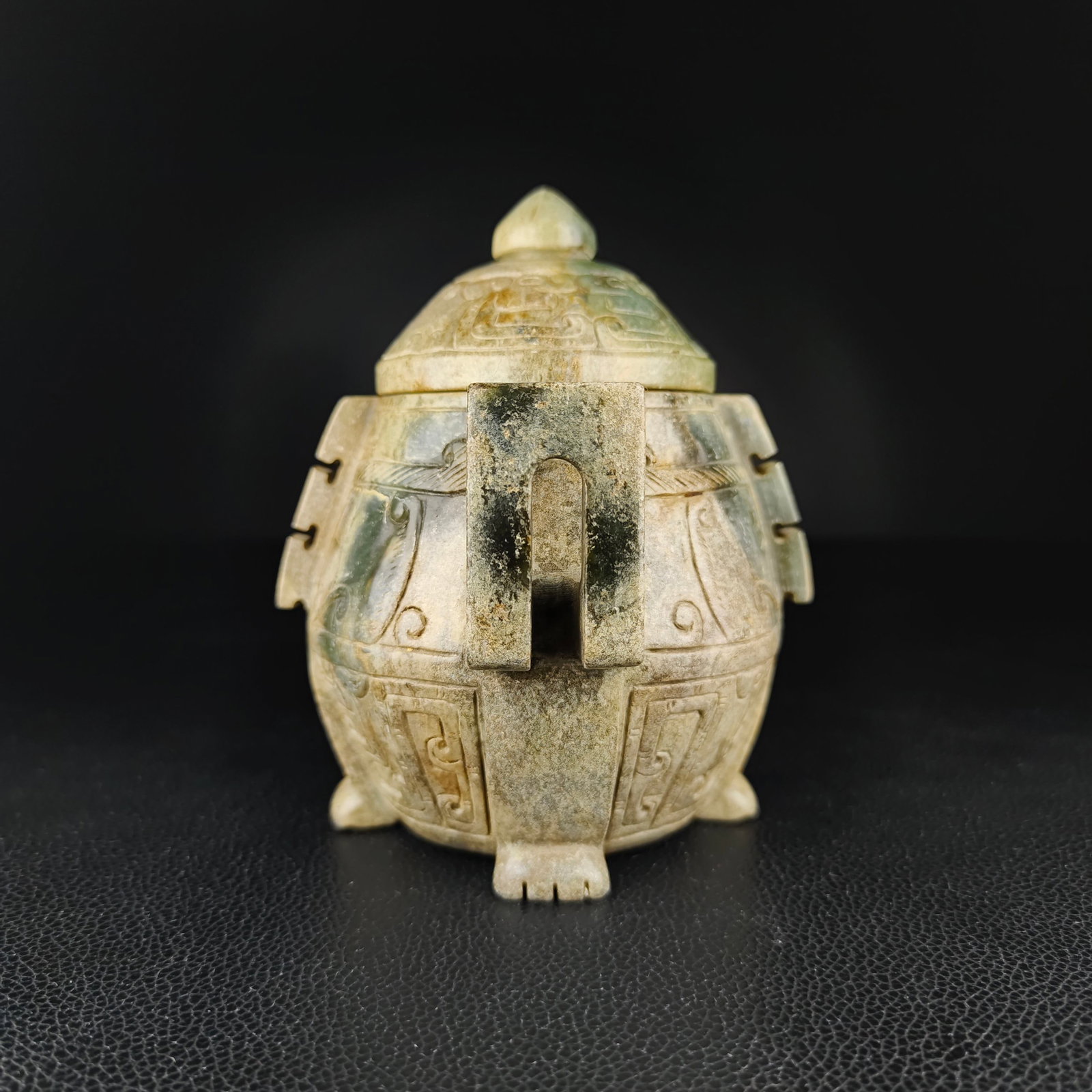 An Exquisite White Jade Beast-Face Pattern Double-Ears Censer - 4
