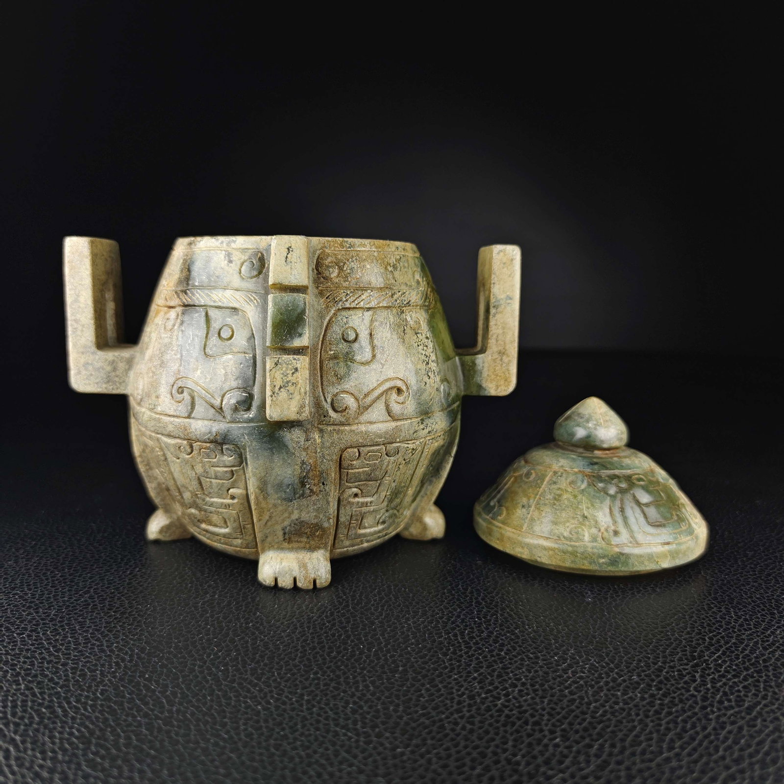 An Exquisite White Jade Beast-Face Pattern Double-Ears Censer - 5