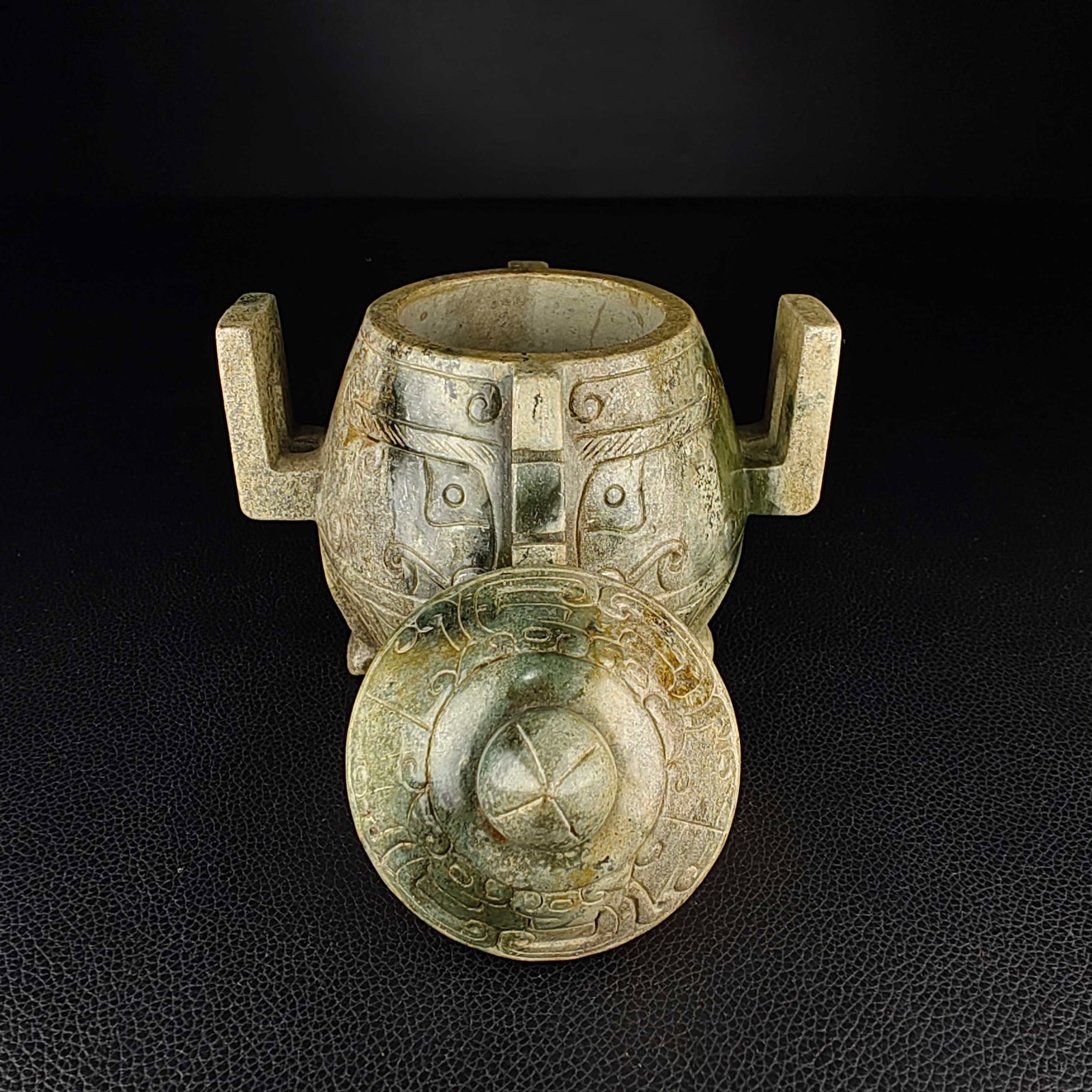 An Exquisite White Jade Beast-Face Pattern Double-Ears Censer - 6