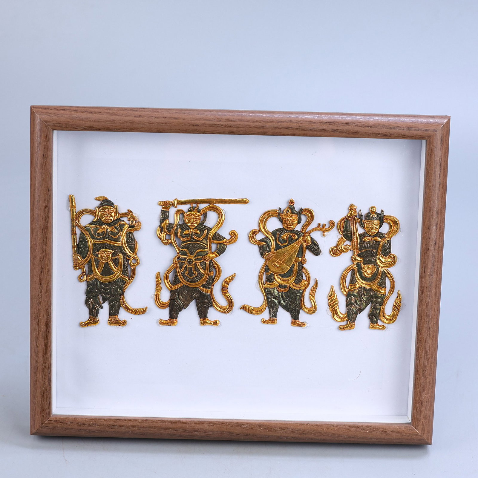An Exquisite Gilt Bronze Statue of Heavenly King Hanging Panel: An Exquisite Gilt Bronze Statue of Heavenly King Hanging Panel Qing Dynasty, China Size:22cmx27cm Weight:470g (The Dimensions Of All Batches Are Manually Measured.If You Need More Detailed