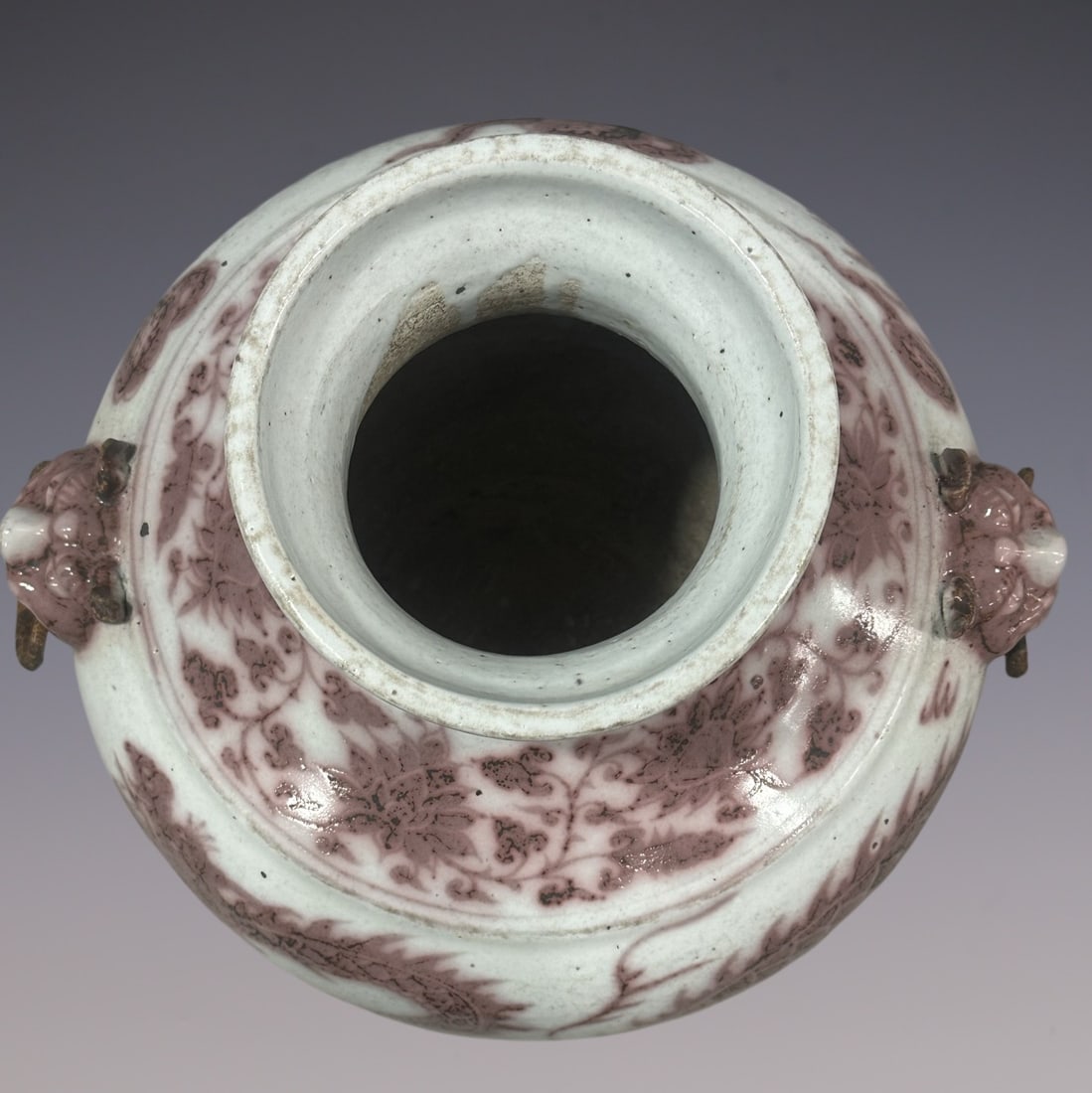 An Exquisite Blue and White Underglaze-Red Lotus Pattern Dragon Pattern Double-Ears Jar - 7
