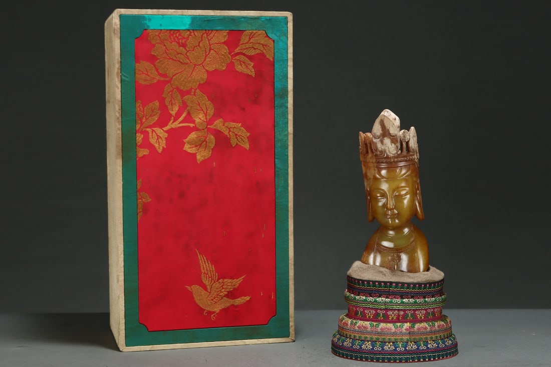 An Exquisite White Jade Buddha head - 2