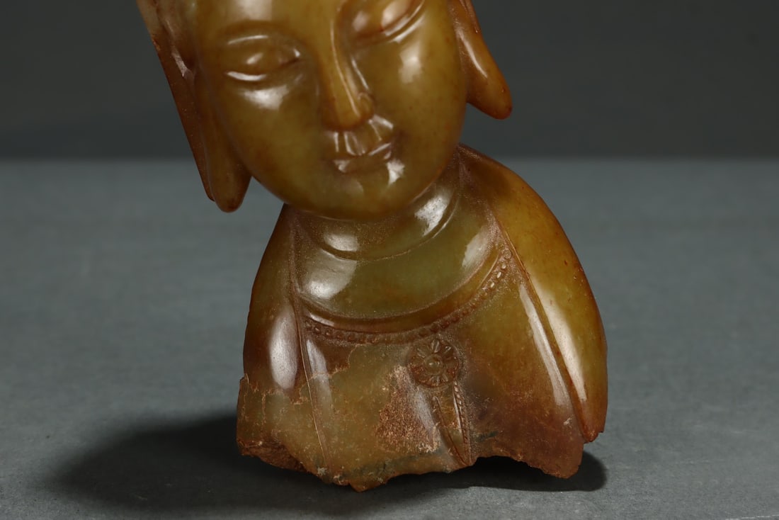 An Exquisite White Jade Buddha head - 5