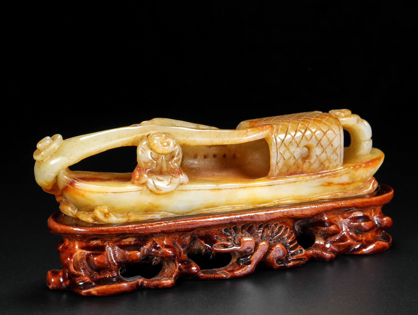 An Exquisite White Jade Character boating Ornament - 2