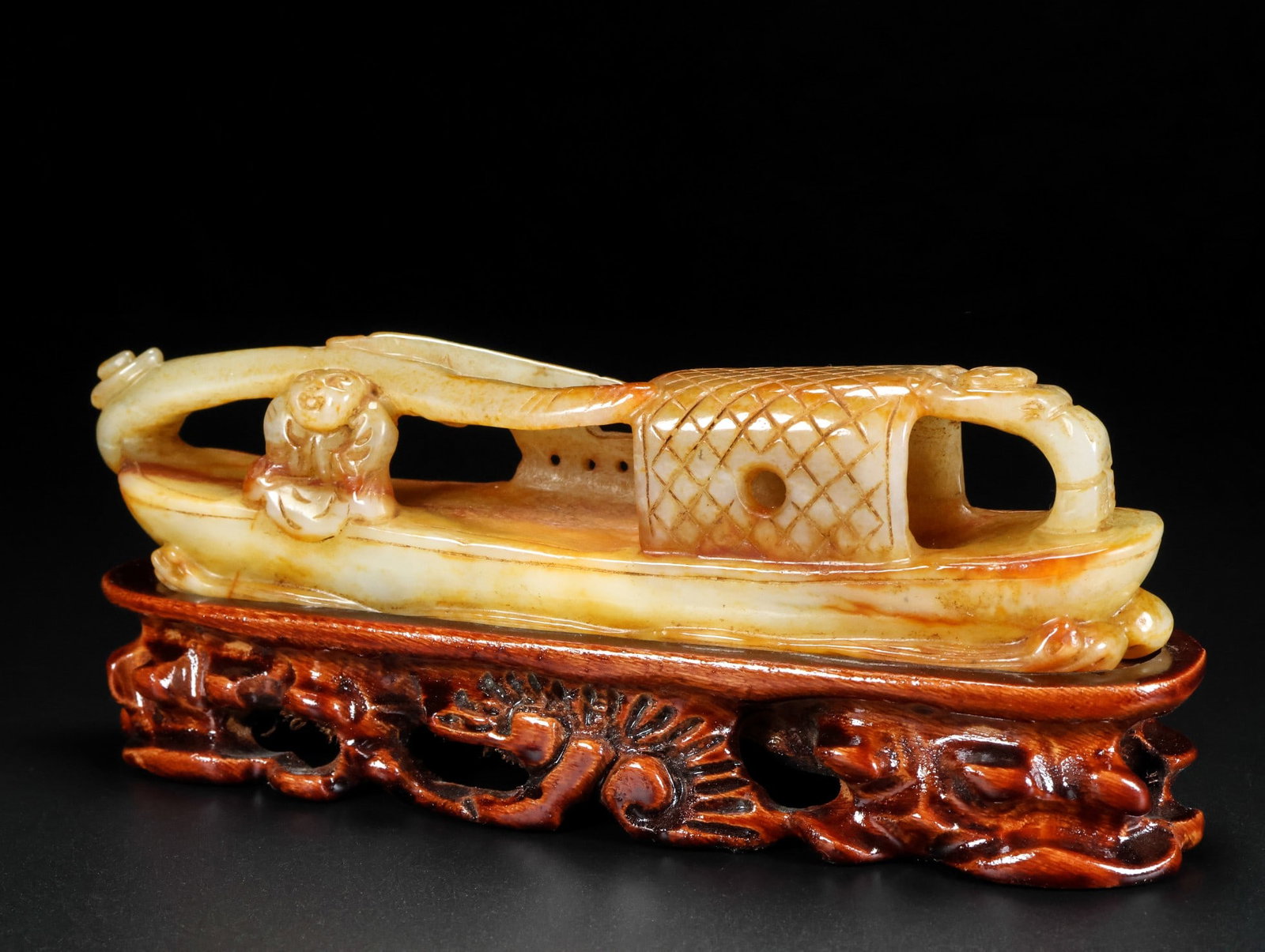 An Exquisite White Jade Character boating Ornament - 3